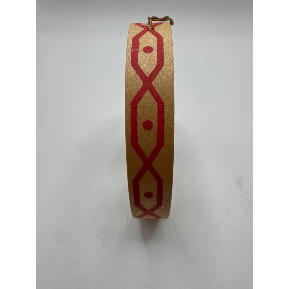 Vintage Miniature Wooden Nativity Hoop Ornament Hand Painted Folk Art 0188